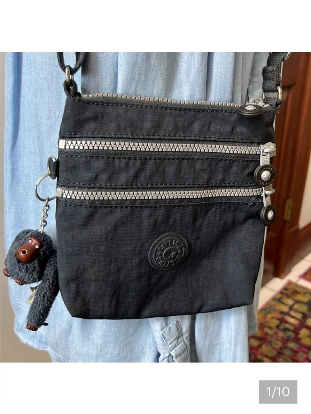 Kipling mini bag super light 2 front zip pockets Monkey key ring Like New